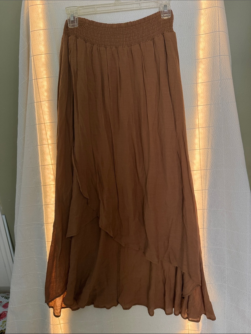 Women's Brown Tiered Maxi Skirt